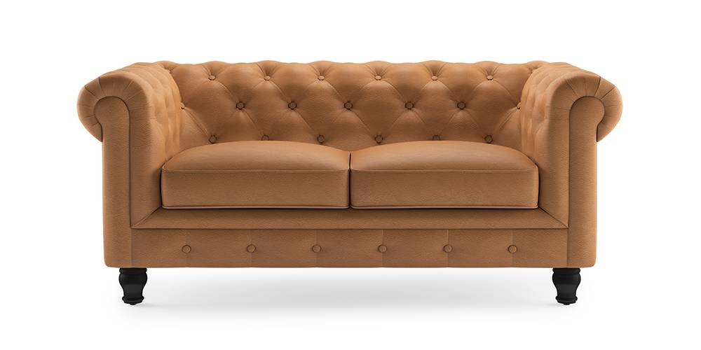 Winchester Half Leather Sofa (Mustard Italian Leather)